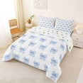thumbnail image 2 of Erosebridal Blue Gingham Bow Full Size Comforter Sets for Girls Kids, Princess Ribbon Bedding Sets, Polkadot Reversible, 3pcs, 2 of 6