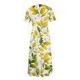 thumbnail image 5 of LWavelet Women's Plus Size Ditsy Floral Maxi Dress Short Sleeve Tie Waist Casual Cute Dress with Pockets Beige 2XL, 5 of 7