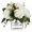 White, variant on Enova Home 9 Heads Artificial Silk Rose Flowers in Clear Cube Glass Vase with Faux Water (Lavender)