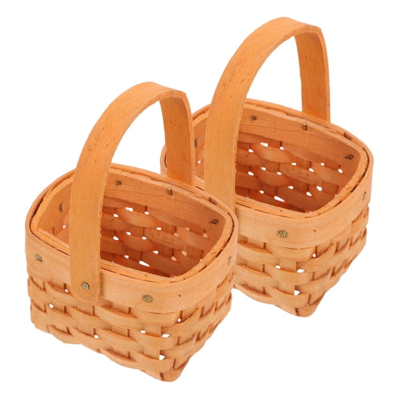 FOMIYES Cute Small Storage Baskets, Light Brown Wood, for Planting, 2Pcs