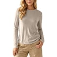 thumbnail image 3 of Women's Long Sleeve Shirts Crew Neck Comfort Lightweight Casual Tops Solid Basic Tee Loose Fit Winter Fashion Outfits, 3 of 10