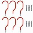 thumbnail image 3 of Bike Hooks,Heavy Duty Bicycle Storage Hooks Set,Screw-in Utility Hangers Shed Garage Garden Hook Plastic Coated for Wall Mount/Ceiling Red Pack of 6, 3 of 3