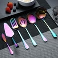 thumbnail image 5 of ReaNea 46 Piece Rainbow Silverware Set Stainless Steel Titanium Rainbow Plating Flatware Set,Spoons Forks Cutlery Set Contains 6 Pieces Serving Set, 5 of 7