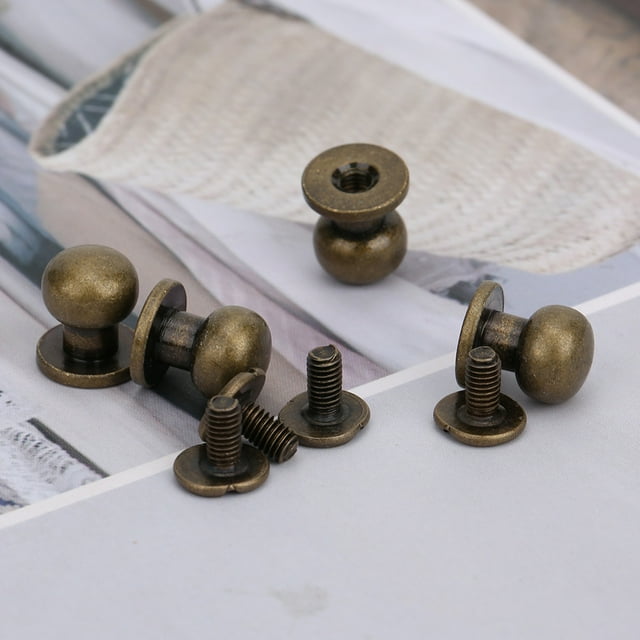 Stud Screw Leather Fasteners Metal Rivet 20PCS 9 X 8mm DIY Copper Rivets Round Head Nipple Nail Bag Shoes Accessories For Leather