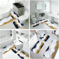 thumbnail image 4 of Blue and Gold Marble Pattern Bathroom Rug Set 3 Piece,Non-Slip Bath Mat Set with U-Shaped Contour and Runner Soft Absorbent Washable, 4 of 5