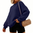 thumbnail image 2 of WULMLEO Womens Sweatshirt Long Sleeve Color Block Fleece Hoodies Fall Casual Crewneck Pullover Tunic Tops 2025 Navy 3XL, 2 of 6