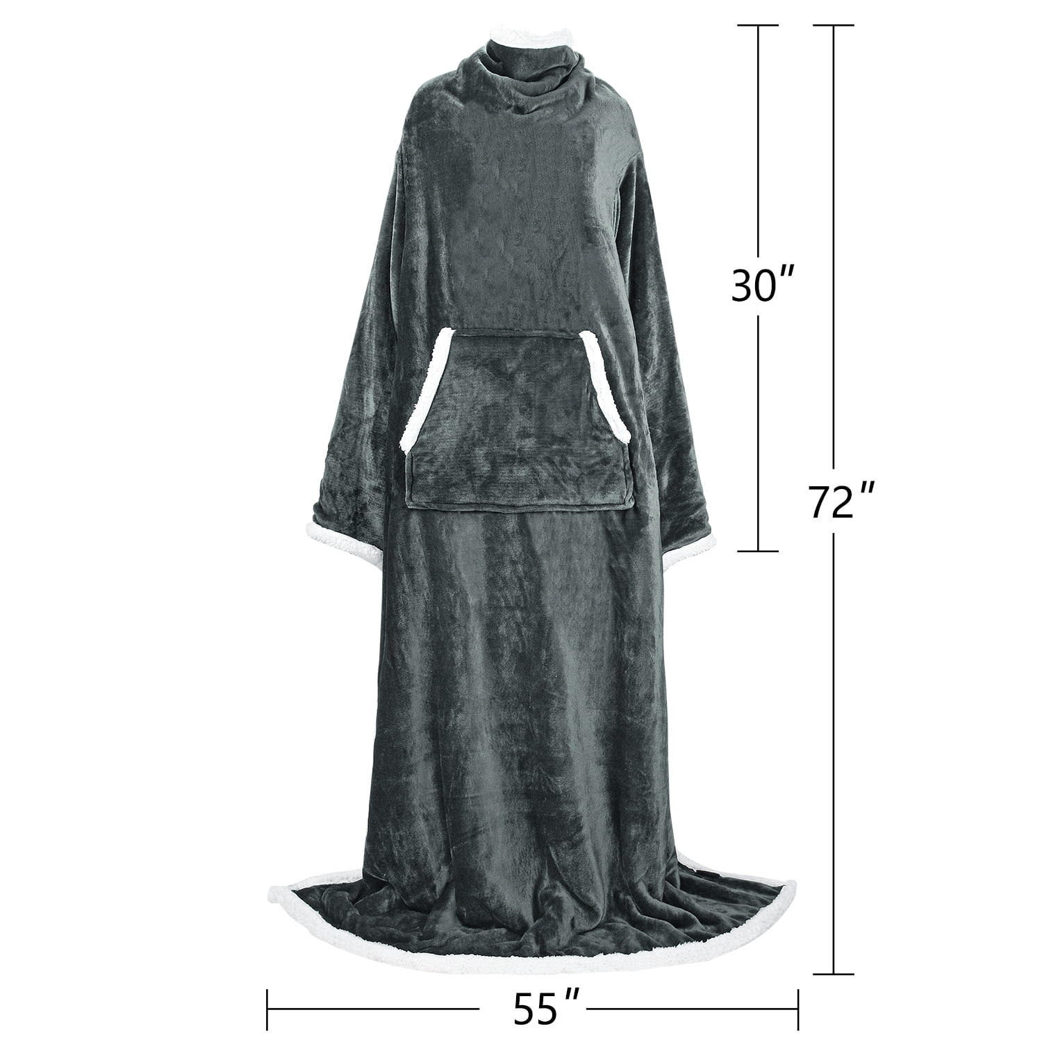 Catalonia Wearable TV Blanket with Sleeves Arms Warm Micro Plush Sherpa Fleece for Adult Large Wrap Throw Robe 72 x 55”