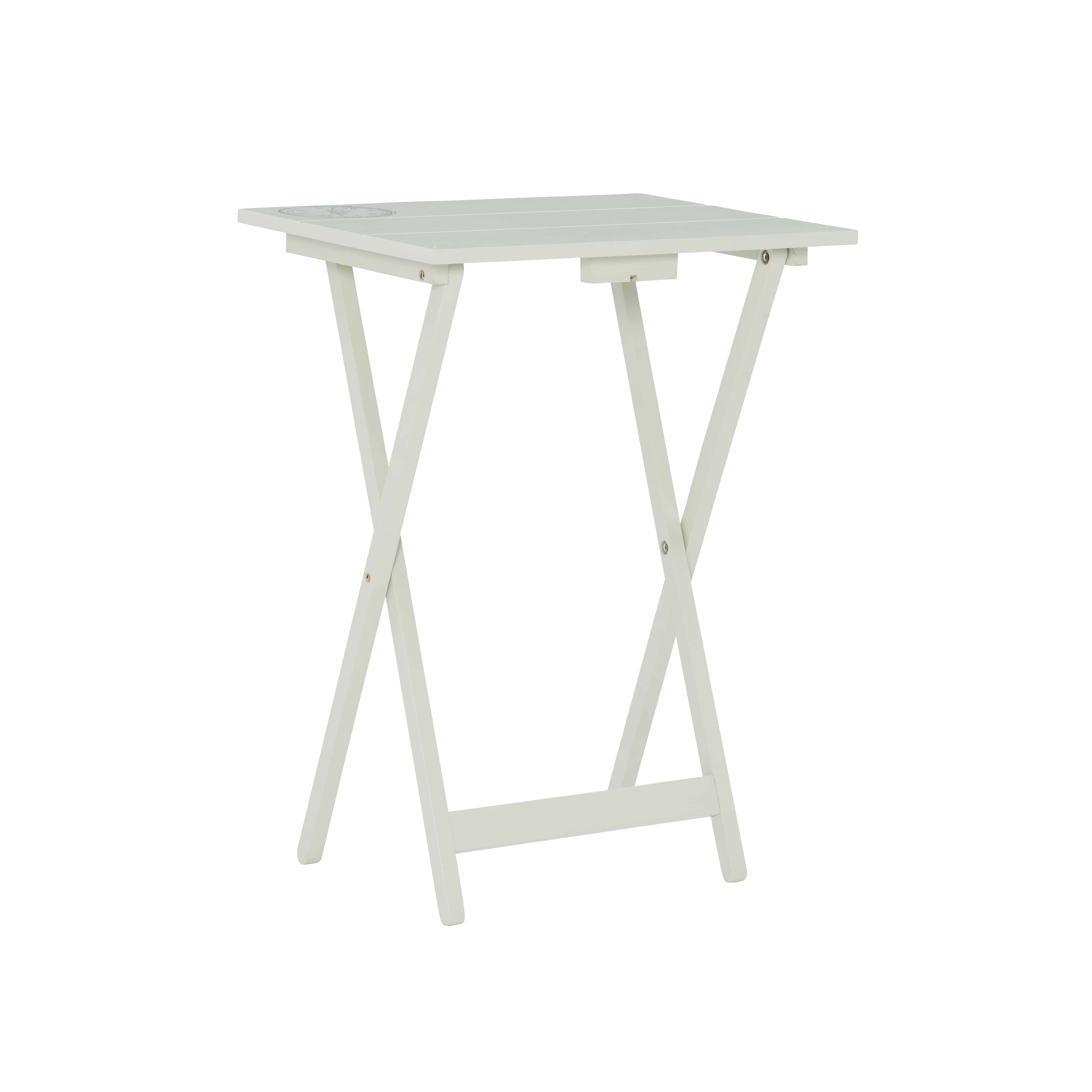 Linon Girard Folding Tray Table Set, 26.38" Tall, White Finish