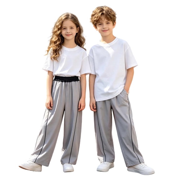 JIAYUE Boy's Kids Pants Casual Full Length Lightweight Straight Leg Solid Color Pants For Summer Outdoor Play Loose Fit Casual Trousers With Pockets Breathable Daily Wear ,3-4 Years