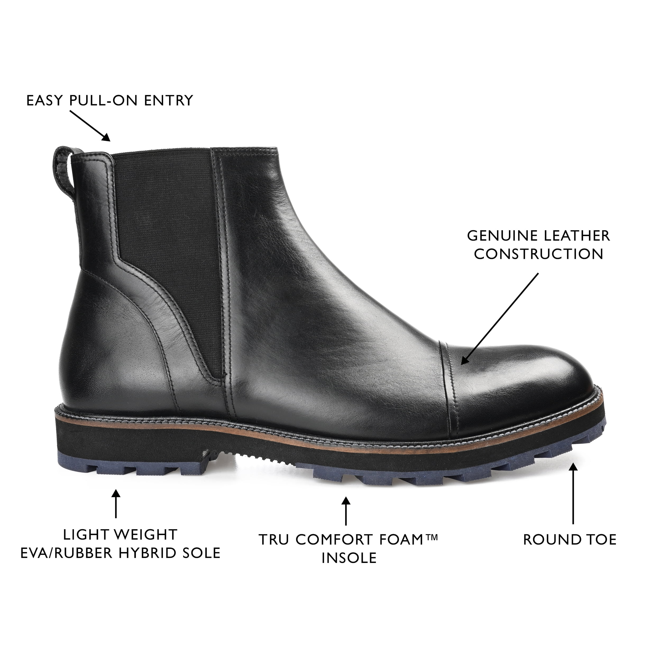 Thomas & Vine Mens Jaylon Pull-on Cap Toe Chelsea Boot  display picture 2