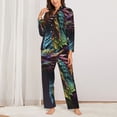thumbnail image 2 of Yiaed Dragon with Colorful Tail Print Pajamas Women's Long Sleeve Sleepwear Soft Button Down Loungewear Pjs Lounge Set Nightwear Womens Pajama Pants-XX-Large, 2 of 7