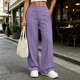 thumbnail image 2 of Vibrex Lightweight Wide Leg Pants Women Front Seam Elastic Waist Sweatpants Women Casual Lounge Travel Pants with Pockets Solid Color Loose Pants, 2 of 7