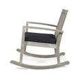 thumbnail image 4 of Reyna Outdoor Acacia Wood Rocking Chairs with Cushions, Light Gray Wire Brush, Dark Gray, 4 of 6