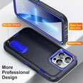 thumbnail image 5 of for iPhone 13 Pro Max Case with Kickstand, [10FT Military Drop Protection] Rugged Heavy Duty Hard PC+Soft Silicone Rubber Bumper Hybrid Triple-Layer Case for iPhone 13 Pro Max, Blue/Navy, 5 of 8