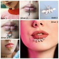 thumbnail image 2 of Party Accessories Silver Color Zirconia Gold Color Non-piercing Lip Clip Cuff Non Piercing Jewelry Fake Labret Piercing Lip Stud Fake Lip Ring SILVER 1, 2 of 8