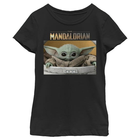 Girl's Star Wars: The Mandalorian The Child Bassinet  Graphic Tee Black X Small