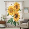 thumbnail image 2 of Sunflower Semi Sheer Curtains Drapes for Living Room, Bedroom, French Doors Window 54 Inches Long, Yellow Summer Flowers Pastoral Vintage Rod Pocket Chiffon Curtain Drapery Voile Draperies Panel, 2 of 8