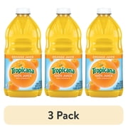 (3 pack) Tropicana 100% Orange Juice, 64 fl oz, Fruit Juice, Texture Smooth
