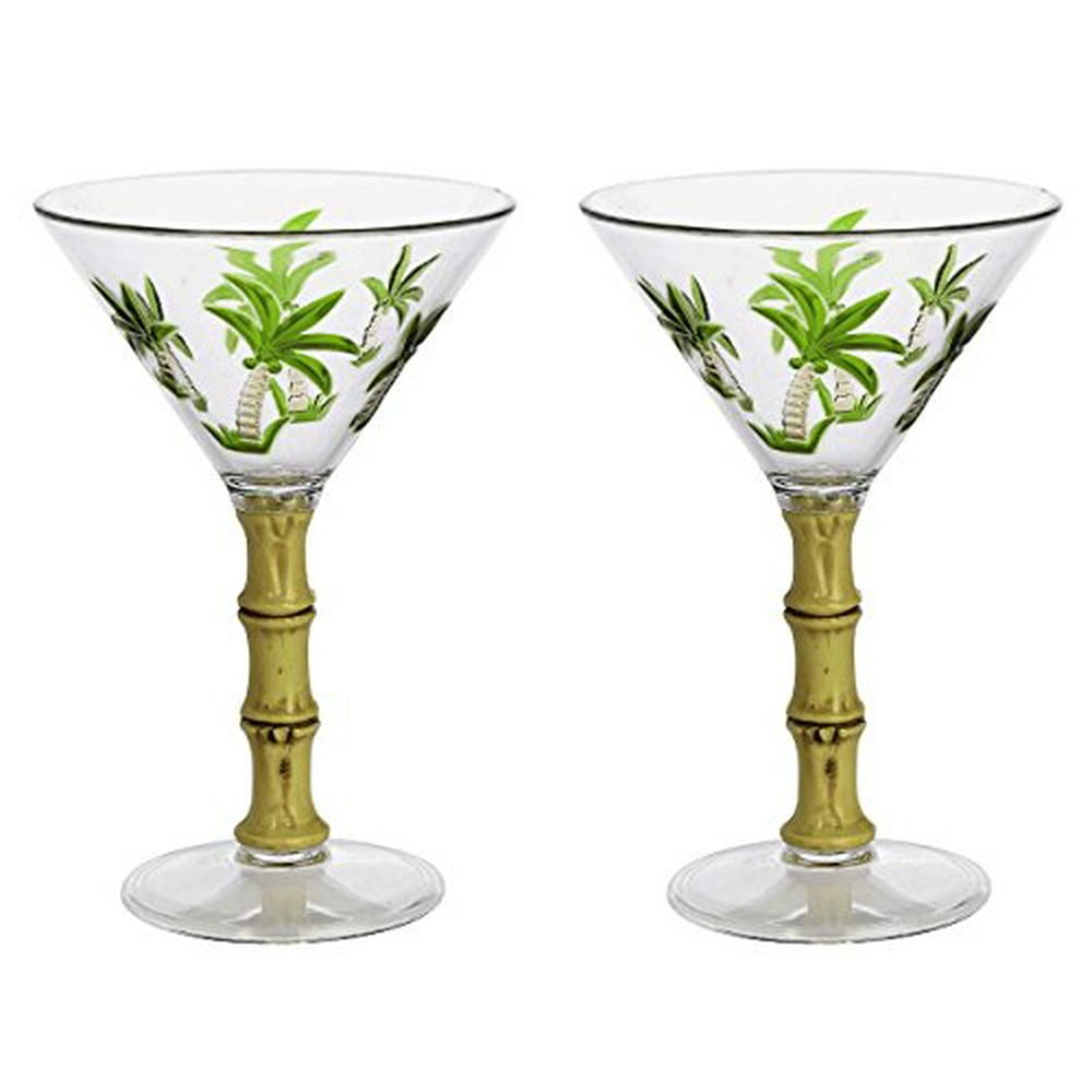Nantucket Home Palm Tree 6Ounce Acrylic Martini Glasses, Set of 2