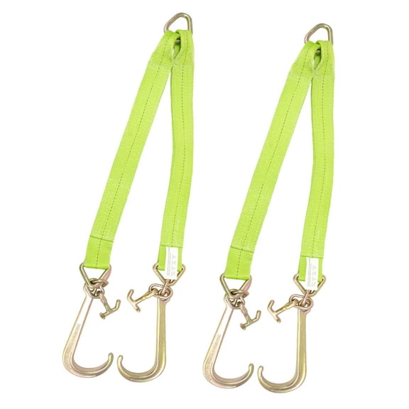 (2 Pack) V Bridle Strap 3" x 36" w/ 15" J Hook w/T-J Hooks, HI Abrasion/HI VIZ Webbing