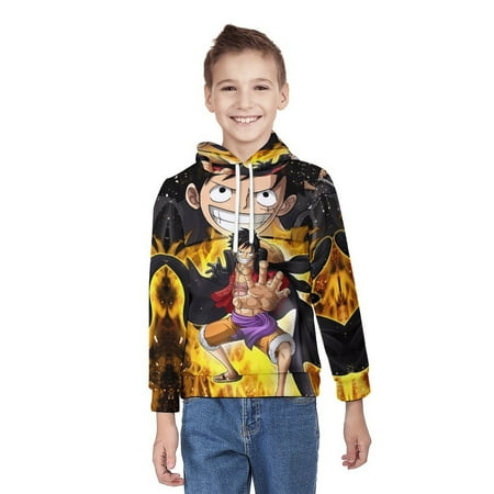 ONE PIECE 41 Fashion Hooded Youth Tops Hoodie Novelty Hoodie Casual Long Sleeve Cartoon Sweatshirts for Kids/Boys/Girls XL