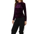 thumbnail image 4 of INSPIRE CHIC Women's Velvet Tops Round Neck Long Sleeve Casual T-Shirt 2XL Purple, 4 of 7