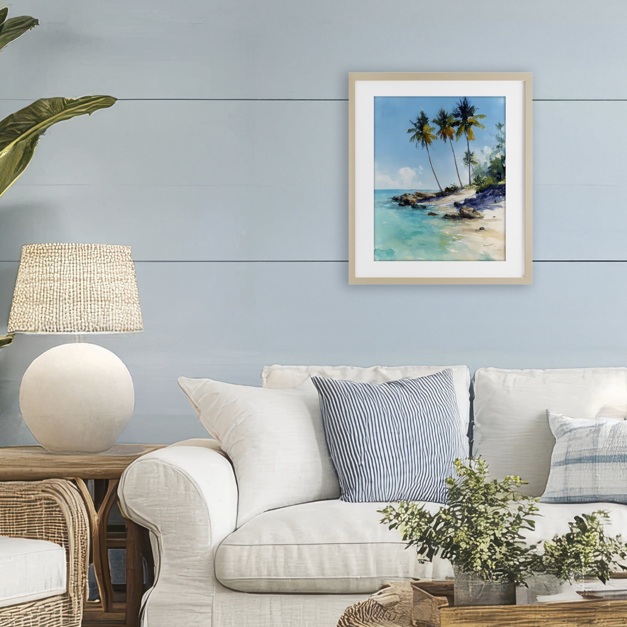 Stupell Industries Rocky Tropical Shore Birch Framed Print Under Glass, design by Franklyn Gregory