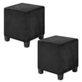 thumbnail image 1 of Uxcell 2-Pack 13" x 13" x 15" Fundas de otomán cuadradas estirables de tela de terciopelo para protector de taburete para sala de estar interior [Negro], 1 of 7