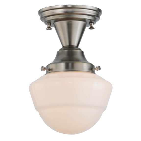 Meyda 7"w Revival Schoolhouse W/emma Globe Semi-flushmount - 143956