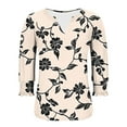 thumbnail image 7 of Yuanlook Womens T-Shirt 3/4 Length Sleeve Top for Summer Fashion Trendy V Neck Smocked Work Dressy Casual Tee Blouses - Khaki - L, 7 of 7