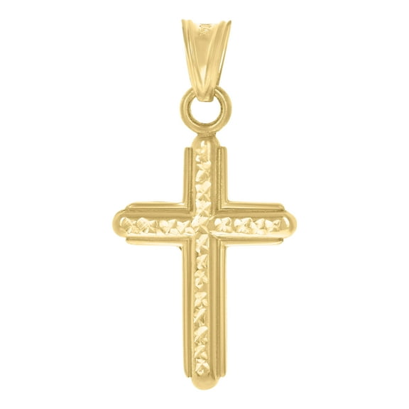 14k Yellow Gold Unisex Cross Religious Charm Pendant
