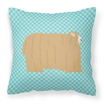 Carolines Treasures BB8145PW1818 Lincoln Longwool Sheep Blue Check Fabric Decorative Pillow, 18 x 18 in.