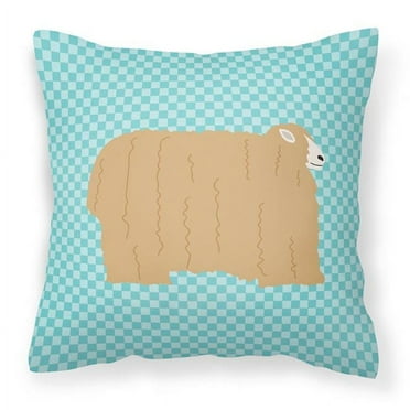 Carolines Treasures BB8145PW1818 Lincoln Longwool Sheep Blue Check Fabric Decorative Pillow, 18 x 18 in.