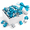 Blue/Silver, variant on 12-count Self-adhesive Curly Bows Gift Wrap Accessory, Blue/Yellow/Pink Mixed Colors