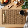 thumbnail image 2 of Vintage Rattan Placemats Set of 4, Minimalist Abstract Wicker Texture Brown Placemats for Dining Table, Place Mats for Kitchen Tabletop, Waterproof Wipeable Dining Table Mats Set, 2 of 9