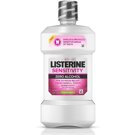 2 Pack - Listerine 24-HR Tooth Sensitivity Relief & Protection Alcohol-Free Formula Sensitivity Mouthwash, Fresh Mint