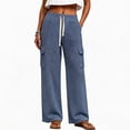thumbnail image 3 of Guluxicc Womens Cargo Pants with Multi Pocket Drawstring Elastic Waist Long Wide Leg Trousers Summer Casual Outfits, 3 of 7