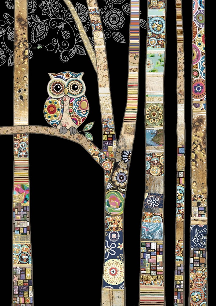 Bug Art Owl in Birch Tree Blank Note Card - Walmart.com
