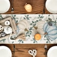 thumbnail image 6 of Smile Blue Pumpkins Eucalyptus Leaves Fall Thanksgiving Table Runner 13 x 72 Inch, 6 of 7