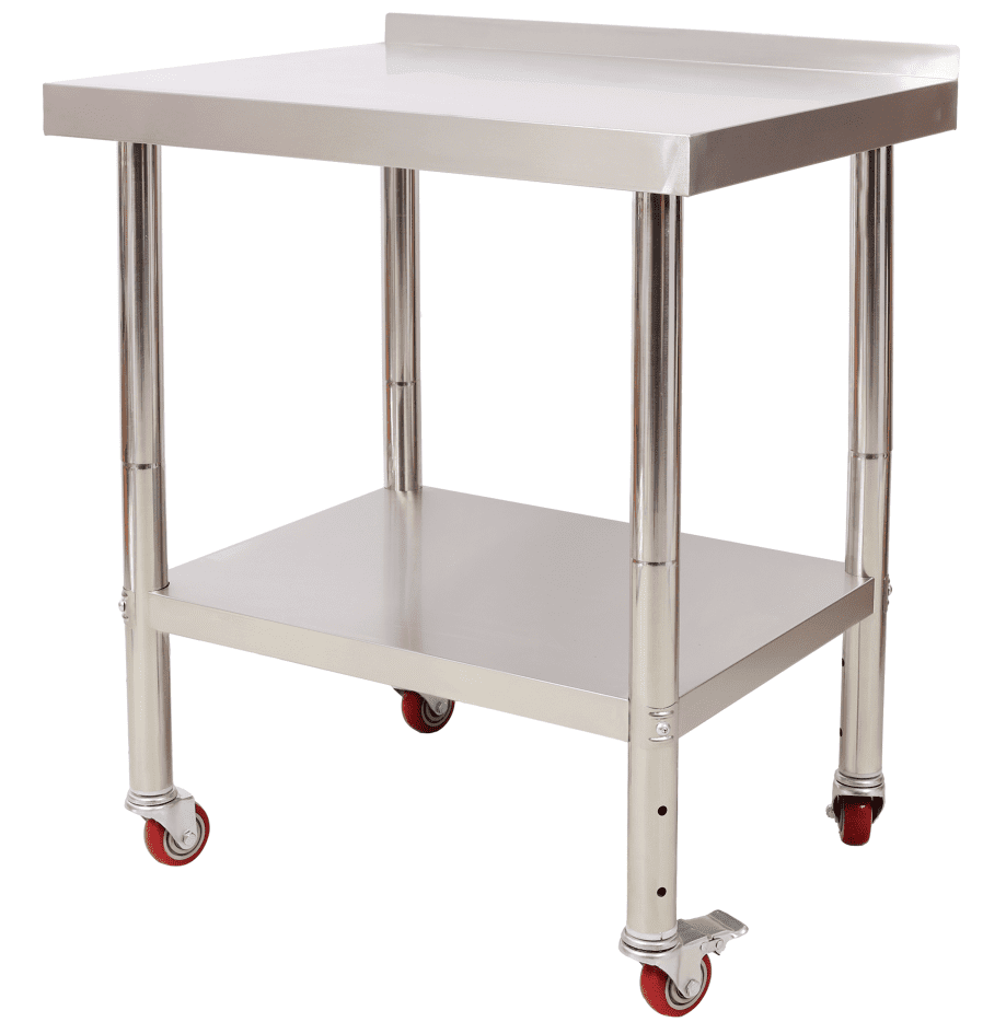 Stainless-Steel Heavy-Duty Prep Table, 440lbs Capacity w/Backsplash Casters