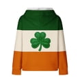 thumbnail image 3 of Oplxuo Womens St. Patrick's Day Clover Print Hoodie Casual Long Sleeve Sweatshirt Irish Shamrock Pullover Tops, 3 of 4