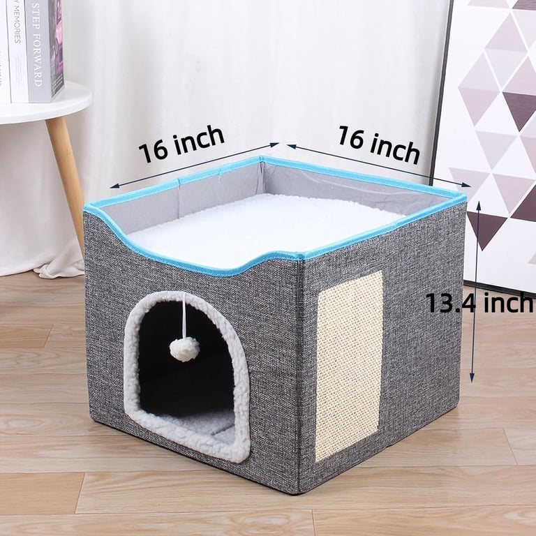 Behome Cat Bed with Scratch Pad, Reversible Cushion, Dark Grey photo 5