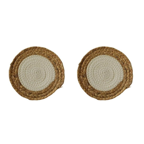 Injueey Mantel de redonda, posavasos, mantel Individual de aislamiento tejido de paja, escritorio de cocina antideslizante de estilo nórdico Type1 NO1