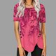 thumbnail image 5 of Blusas de Manga Corta para las Mujeres Botón Impreso Cuello Redondo Top Casual, Blusas para las Mujeres Casual, 5 of 5