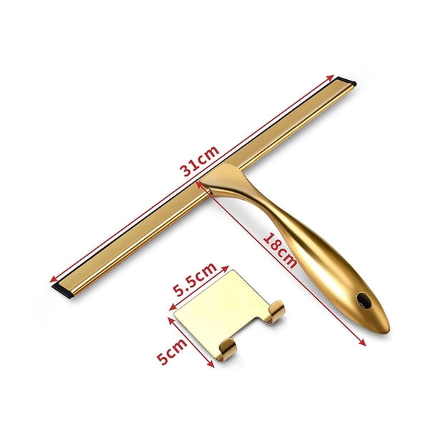 Limpiador de vidrio de acero inoxidable dorado, herramienta de limpieza de ventanas para el hogar, limpiador de vidrio de silicona, cepillo limpiador de baño