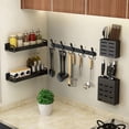 thumbnail image 5 of Perchero de pared triple negro, 5 robustos ganchos de acero inoxidable para colgar la capa, sombrero, monedero, llaves, albornoces para baño de entrada interior, 5 of 5
