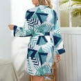 thumbnail image 5 of Mid-Century Print Pajama Robe V Neck Abstract Turquoise Retro Sleepwear Lady Long Sleeve Soft Pajamas Robes Spring Room Dresses, 5 of 5