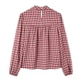 thumbnail image 5 of vigerkar Women's Puff Long Sleeve Flowy Gingham Tops | Neck Blouses,Going Out Tops,Bussiness Casual,Dressy,Plaid Shirts,2026 tops (Red, XXL), 5 of 7