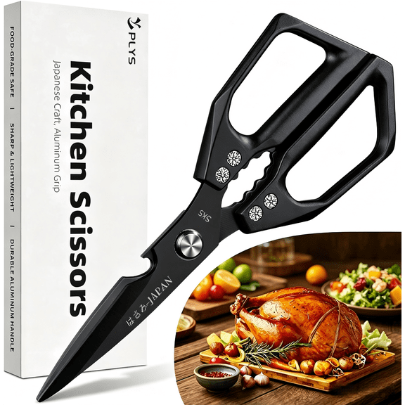 Plys Multi Functional Kitchen Scissors, Japanese Poultry Shear, Stainless Steel Vegetable Scissors for Chicken Meat Cooking