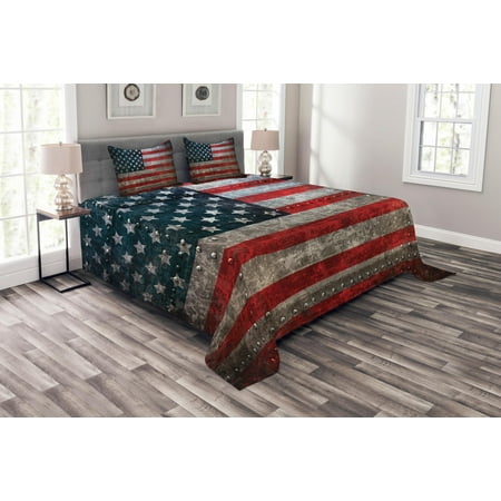 American Flag Bedspread Set Royalty Flag Textured Us Backdrop On